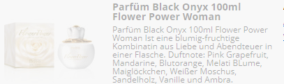 Parfum Flower Power Black Onyc